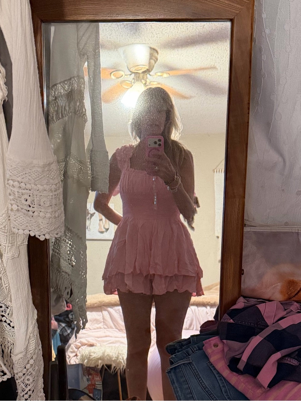 Urban Outfitters Pink Ruffle Romper